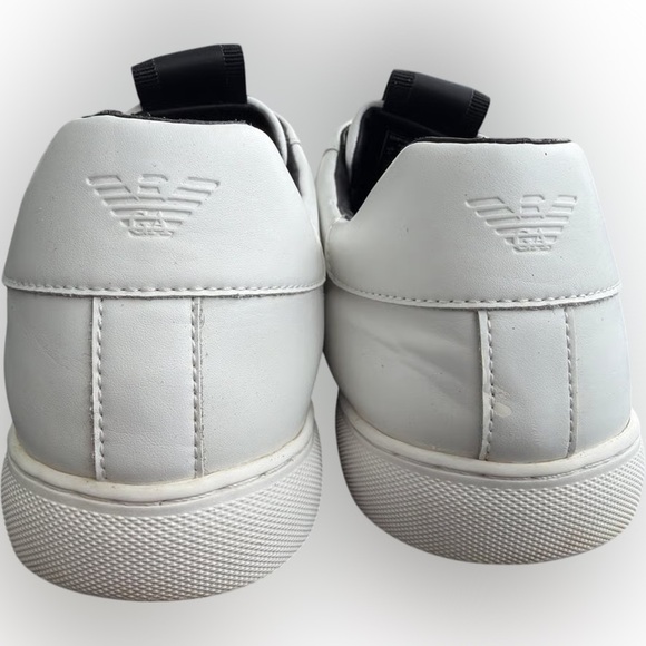 Emporio Armani Men's White and Black Slip-on Sneakers - Picture 2 of 3